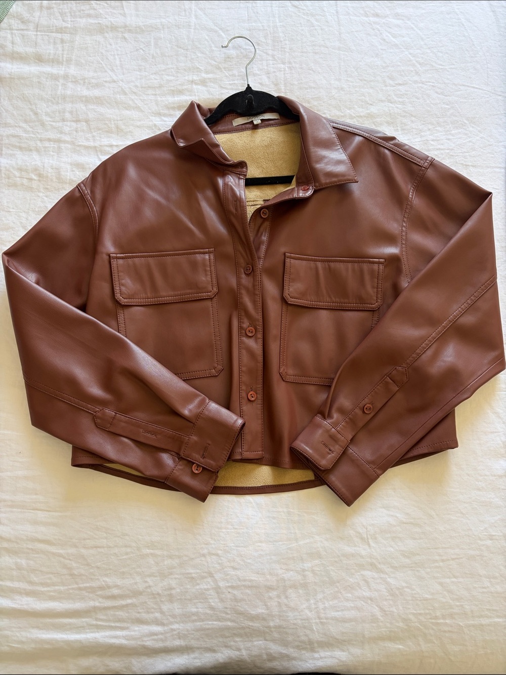 Hudson Jeans Oversized Vegan Leather Cinnamon- matching mini skirt avail- Sz. M